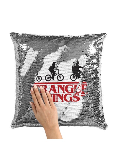 Buy Stranger Things Cycling Sequin Throw Pillow With Stuffing Multicolour 16x16inch in UAE