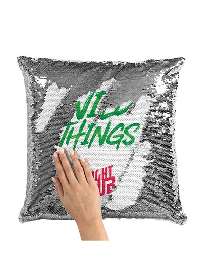 Buy Movie Quote Fight Club Wild Things Fight Club Sequin Throw Pillow With Stuffing polyester Multicolour 16x16inch in UAE