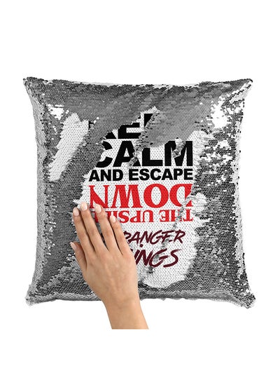 Buy Keep Calm Upside Down Sequin Throw Pillow With Stuffing Multicolour 16x16inch in UAE