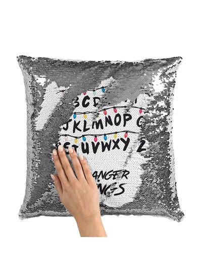 اشتري Alphabets Stranger Things Sequin Throw Pillow With Stuffing رمادي / أبيض 16x16 بوصة في الامارات