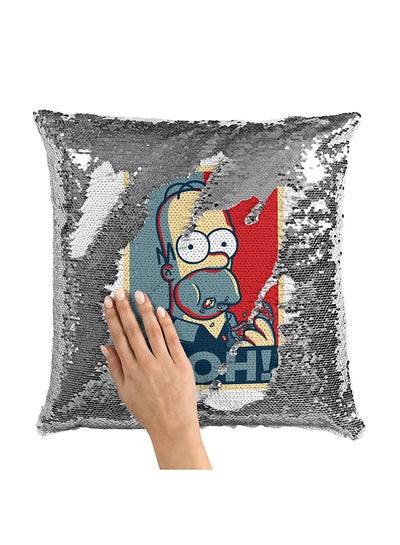 Buy Homer Simpson Sequin Throw Pillow With Stuffing Multicolour 16x16inch in Saudi Arabia