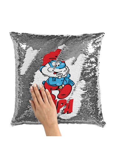 Buy Papa Smurf Red Smurf Sequin Throw Pillow With Stuffing Multicolour 16x16inch in Saudi Arabia