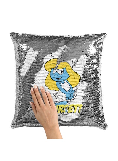 Buy Smurfette Sequin Throw Pillow With Stuffing Multicolour 16x16inch in UAE