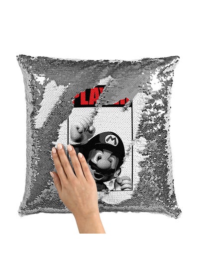 Buy Classic Mario Brother Sequin Throw Pillow With Stuffing Multicolour 16x16inch in Saudi Arabia