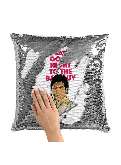 Buy Scarface Quote Sequin Throw Pillow With Stuffing Multicolour 16x16inch in UAE