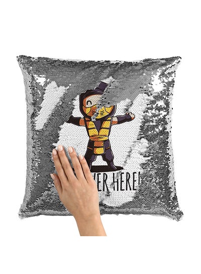 Buy Cute Scorpion Mortal Kombat Sequin Throw Pillow With Stuffing Multicolour 16x16inch in UAE