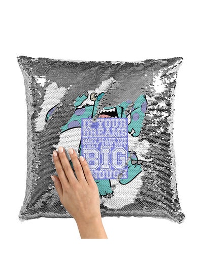 Buy Sully Quote Sequin Throw Pillow With Stuffing polyester Multicolour 16x16inch in UAE