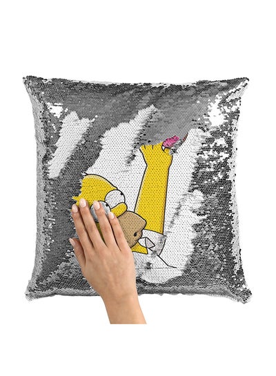 Buy The Simpsons Pink Donut Sequin Throw Pillow With Stuffing Multicolour 16x16inch in Saudi Arabia