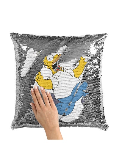 Buy The Running Simpsons Bart Sequin Throw Pillow With Stuffing Multicolour 16x16inch in Saudi Arabia