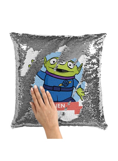 Buy Alien Toy Story Character Sequin Throw Pillow With Stuffing Multicolour 16x16inch in UAE