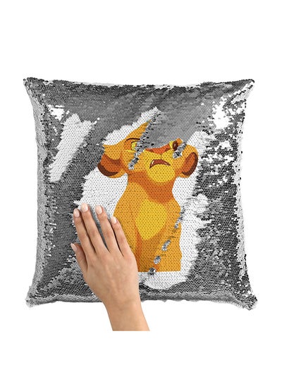 Buy The Lion King Simba Sequin Throw Pillow With Stuffing Multicolour 16x16inch in UAE