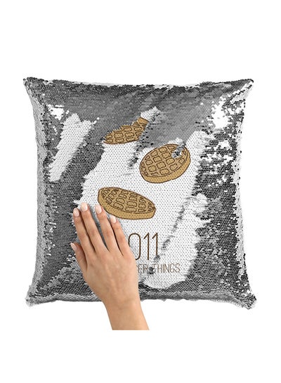 Buy 11 Eleven Pie Waffle Stranger Things Sequin Throw Pillow With Stuffing Multicolour 16x16inch in UAE