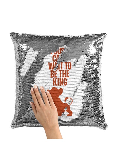 Buy Cant Wait To Be King Simba Sequin Throw Pillow With Stuffing Multicolour 16x16inch in Saudi Arabia