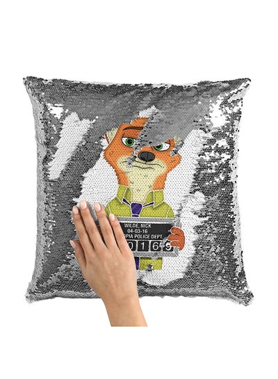 Buy Nick Wilde Arrest Sequin Throw Pillow With Stuffing Multicolour 16x16inch in UAE