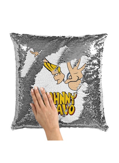 Buy Classic Johny Bravo Sequin Throw Pillow With Stuffing Multicolour 16x16inch in UAE