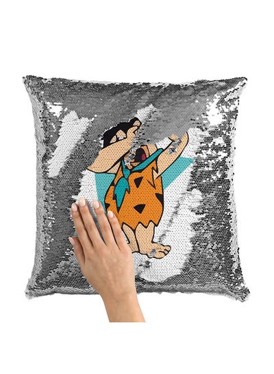 Buy Dab Flinststone Sequin Throw Pillow With Stuffing Multicolour 16x16inch in UAE