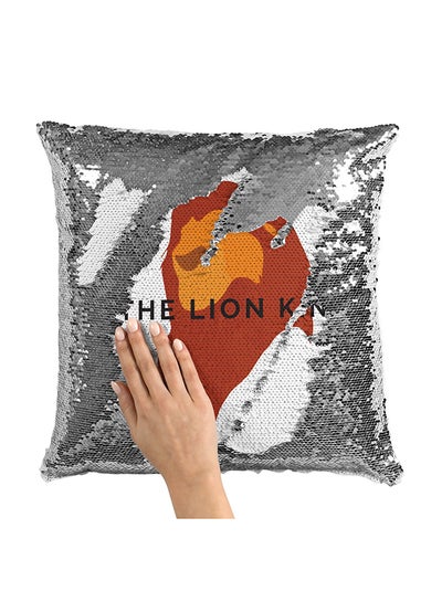 Buy The Lion King Sequin Throw Pillow With Stuffing Multicolour 16x16inch in UAE