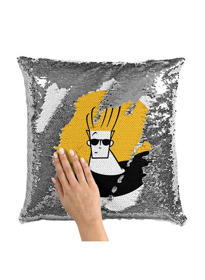 Buy Logo Johny Bravo Sequin Throw Pillow With Stuffing Multicolour 16x16inch in UAE