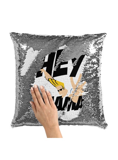 Buy Hey Mama Johny Bravo Sequin Throw Pillow With Stuffing Multicolour 16x16inch in UAE