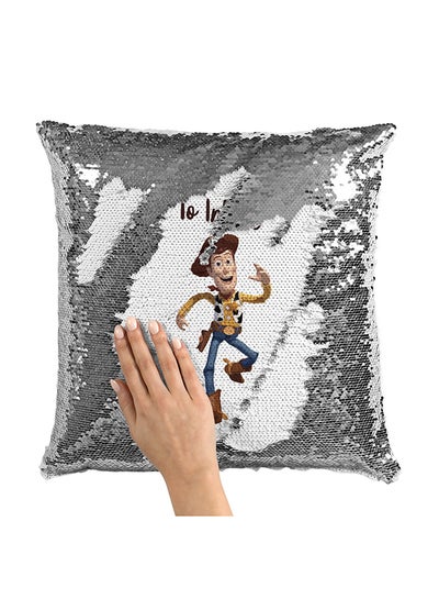 Buy Infinity Run Toy Story Sequin Throw Pillow With Stuffing Multicolour 16x16inch in UAE