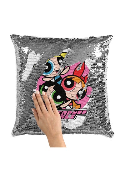 Buy Power Puff Girls Classic Cartoon Sequin Throw Pillow With Stuffing Multicolour 16x16inch in UAE