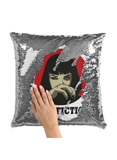 Buy Mia Wallace Of Pulp Fiction Sequin Throw Pillow With Stuffing Multicolour 16x16inch in UAE