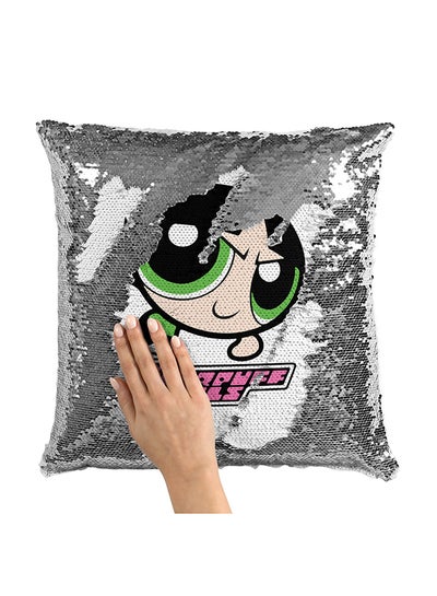 Buy Classic Cartoon Power Puff Girls Sequin Throw Pillow With Stuffing Multicolour 16x16inch in Saudi Arabia