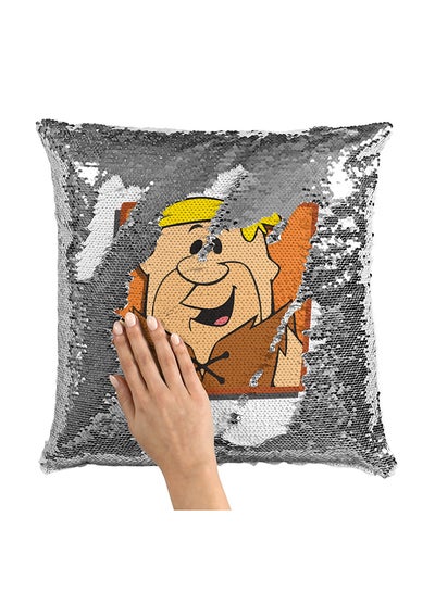 Buy Barney Rubble Sequin Throw Pillow With Stuffing Multicolour 16x16inch in UAE