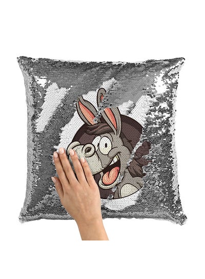 Buy Shrek Friends Sequin Throw Pillow With Stuffing Multicolour 16x16inch in Saudi Arabia