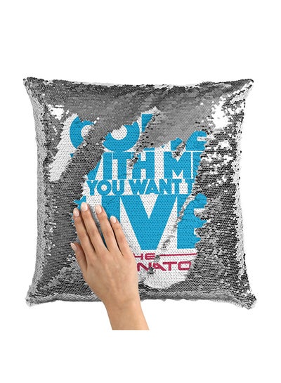 Buy Terminator Classic Quote Sequin Throw Pillow With Stuffing Multicolour 16x16inch in Saudi Arabia