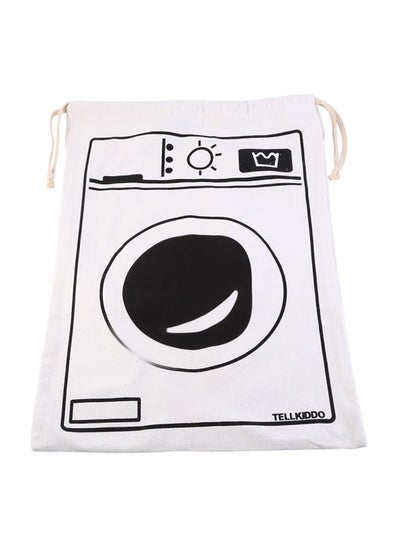 Buy Canvas Storage Basket Bag White/Black 45x65cm in Saudi Arabia