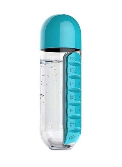 Buy Water Bottle With Pill Organizer Blue/Clear in Saudi Arabia