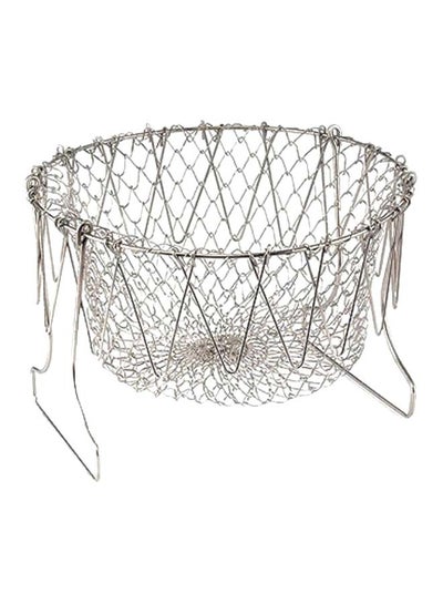 Buy Foldable Steam Rinse Strainer Basket Silver in UAE