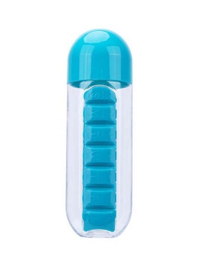 Buy Water Bottle With Pill Organizer Blue/Clear 0.069x23.5meter in Saudi Arabia