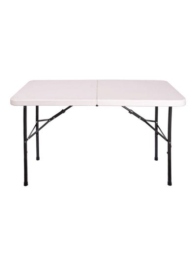 Buy Portable Plastic Folding Table White/Black 62x122x74cm in UAE