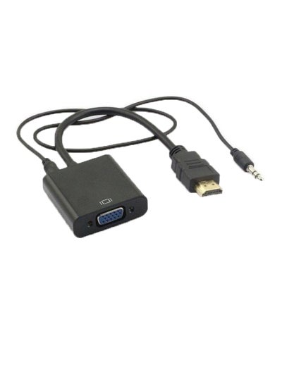 Buy HDMI To VGA With Audio Adaptor Converter Black in UAE