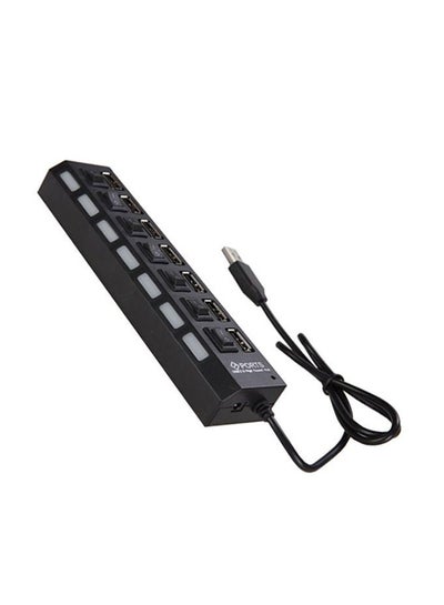 Buy 7 Ports USB Hub With Switch And Light Indicator Black in UAE