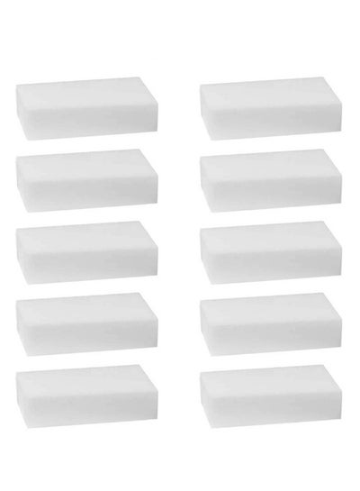 Buy 10-Pieces Magic Sponge Eraser Set White in Egypt