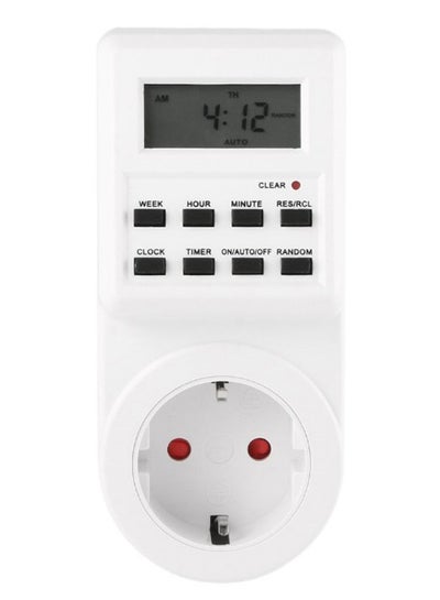 Buy Programmable Timer Switch Socket With Clock Summer Time White 15x6.5x8.56cm in UAE