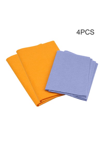 Buy 4-Piece Microfiber Cleaning Towels Orange/ Blue 0.13kg in Saudi Arabia