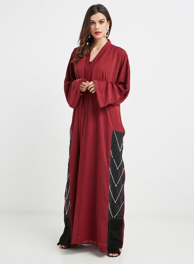 Buy Sequin Embellished Abaya Red in UAE