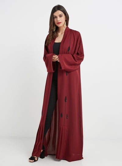 Buy Pleated Detail Abaya Red in UAE