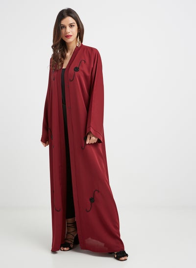 Buy Embroidered Detail Abaya Red in UAE