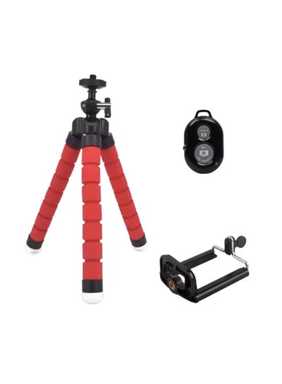 Buy Mobile Holder Tripod With Bluetooth Remote Red/Black in Egypt