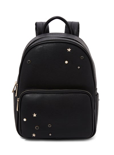 Buy Faux Leather Backpack Black in Saudi Arabia