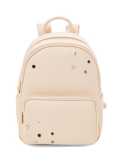 Buy Faux Leather Backpack Beige in UAE