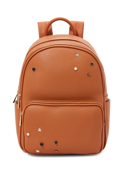 Buy Faux Leather Backpack Brown in Saudi Arabia