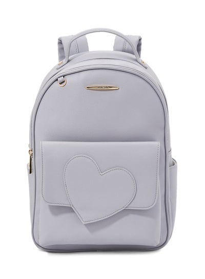 Buy Faux Leather Backpack Grey in Saudi Arabia