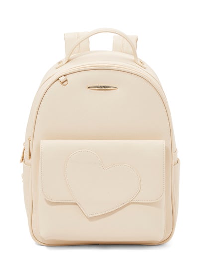 Buy Faux Leather Backpack Beige in Saudi Arabia