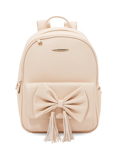 Buy Faux Leather Backpack Beige in Saudi Arabia